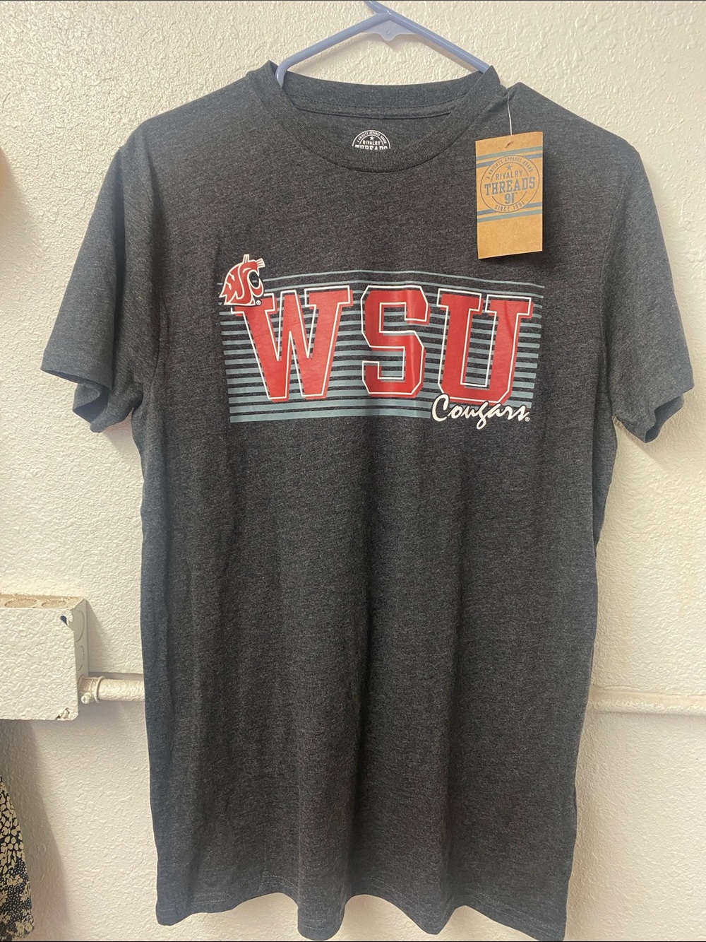 Rivalry Threads WSU Dark Gray Tee with Red Logo